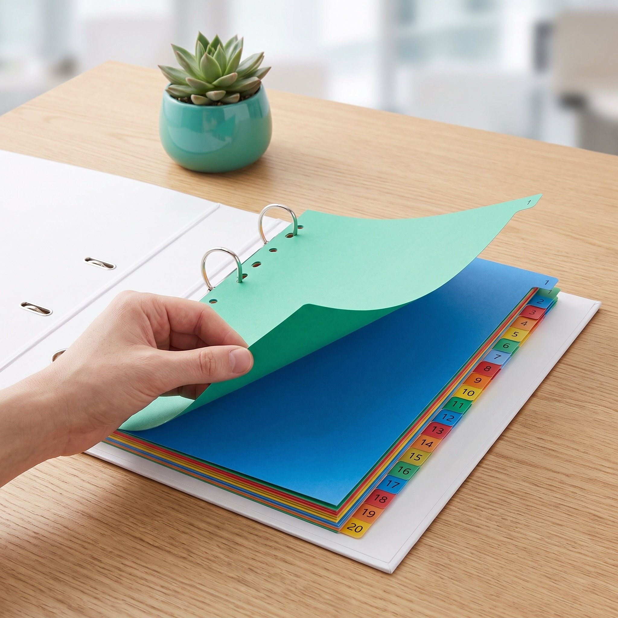 Tab Divider A4 - 20 страниц формата А4, цветные пластиковые